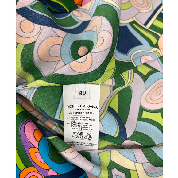 NWT Dolce & Gabbana Silk abstract Print Blouse Shirt Multicolor IT 42 US M - Picture 11 of 11